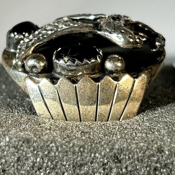 Cody Hunter CH Eagle Black Onyx Navajo NOS Sterling Mens Ring Sz 11 - Picture 6 of 12